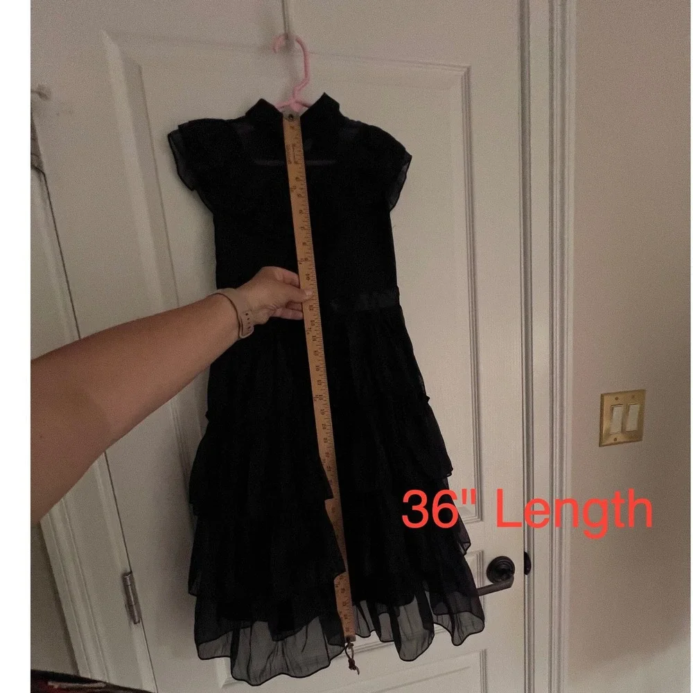 Wednesday Addams Gothic Black Prom Dress Halloween Costume Whimsigoth Girls 7/8